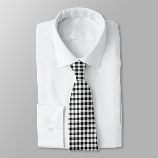 Gingham Zwart Wit Klassieke Das (Gebonden)