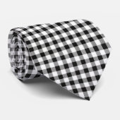 Gingham Zwart Wit Klassieke Das (Opgerold)