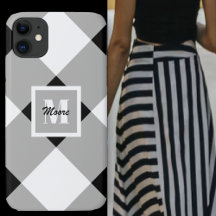 Gingham - Zwarte en grijze telefoontas