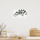 Gingko Biloba Foliage in zwart-wit Poster (Keuken)