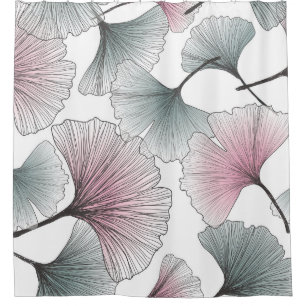 Gingko biloba met de hand getekend. douchegordijn