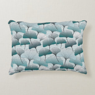 Gingko biloba naadloos blauw kleurpatroon. accent kussen