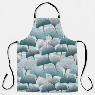 Gingko biloba naadloos blauw kleurpatroon. schort