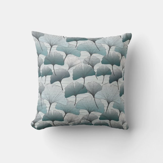 Gingko biloba, naadloos blauw patroon. kussen (Voorkant)
