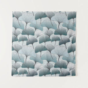 Gingko biloba, naadloos blauw patroon. wandkleed