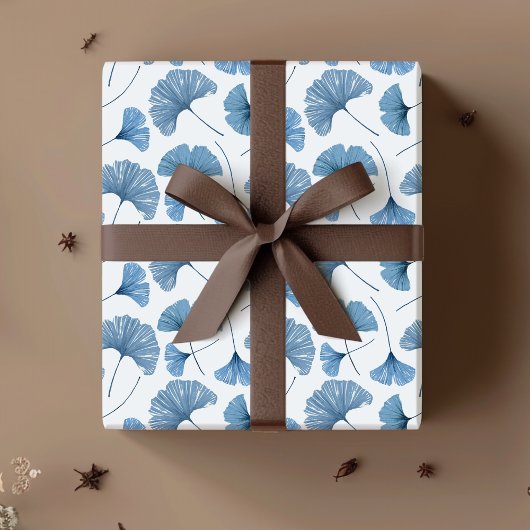 Gingko blad blauw en wit patroon tissuepapier