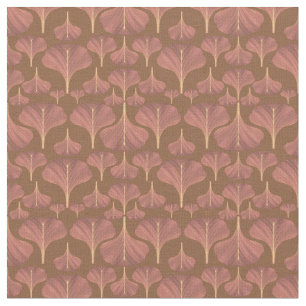  Gingko Brown Floral Pattern Stof