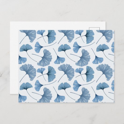 Gingko leaf blauw en wit patroonjournaal briefkaart (Voorkant / Achterkant)