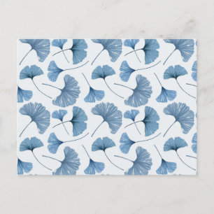 Gingko leaf blauw en wit patroonjournaal briefkaart