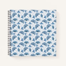 Gingko leaf blauw en witte patroonschets