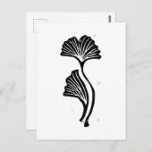 Gingko Leaf Lino Print Briefkaart (Voorkant / Achterkant)