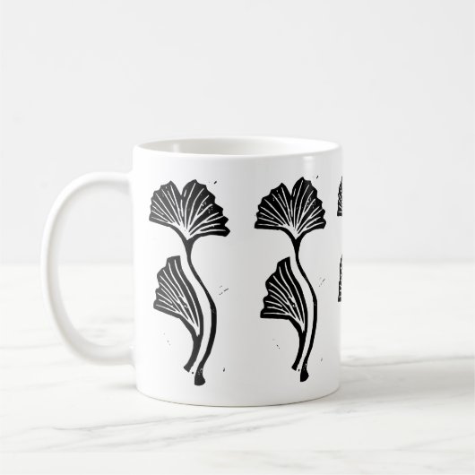 Gingko Leaf Lino Print Mug (Gauche)