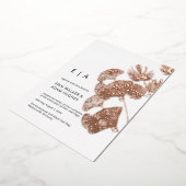 Gingko Leaf Real Roos Gold Wedding Folie Uitnodiging (Gedraaid)