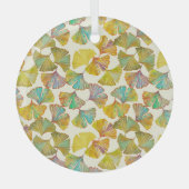 Gingko Leaves: Bloemen Abstracte kunst Glas Ornament (Voorkant)