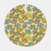 Gingko Leaves: Bloemen Abstracte kunst Glas Ornament (Achterkant)