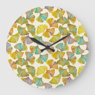 Gingko Leaves: Bloemen Abstracte kunst Grote Klok