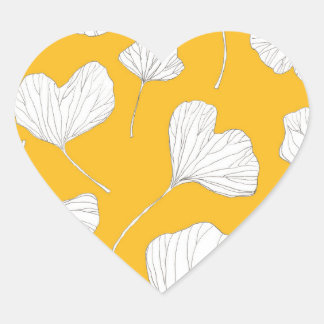 Gingko Leaves Heart Sticker