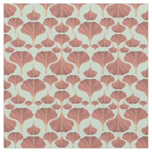  Gingko Mint Floral Pattern Stof (Close Up)
