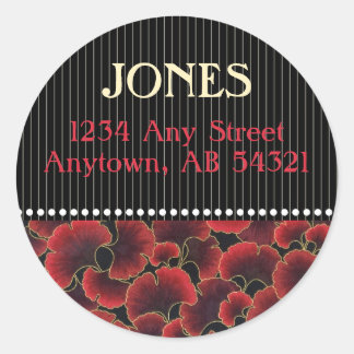 Gingko Pinstripe Stippen Classy Red Black Art Deco Ronde Sticker