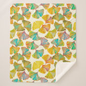 Gingko verlaat op de vloer naadloos. Watercolo Sherpa Deken (Voorkant)