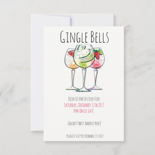 GINgle Bells| Invitations de Noël (Devant)