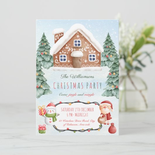 Gingpain maison invitation fête de Noël (Debout devant)