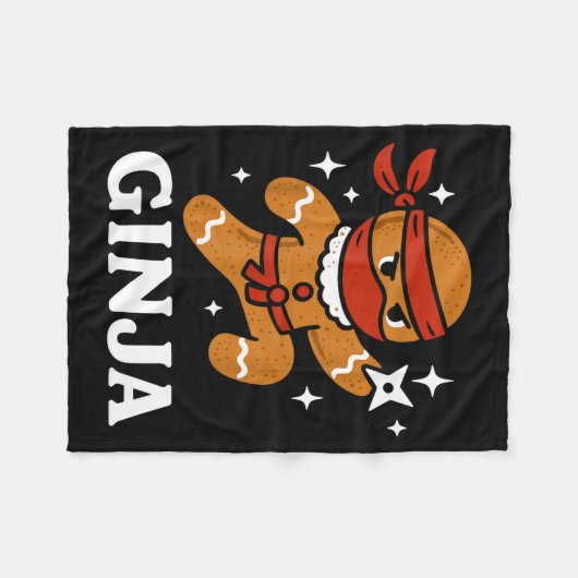 Ginjas Gingerbread Ninja Funny Christmas Cookie Bo Fleece Deken (Voorkant (Horizontaal))