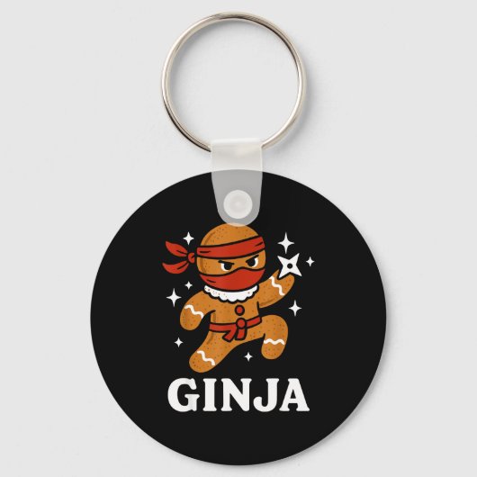 Ginjas Gingerbread Ninja Funny Christmas Cookie Bo Sleutelhanger (Voorkant)