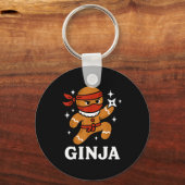 Ginjas Gingerbread Ninja Funny Christmas Cookie Bo Sleutelhanger (Voorkant)
