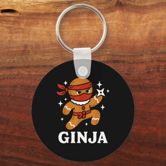Ginjas Gingerbread Ninja Funny Christmas Cookie Bo Sleutelhanger (Voorkant)