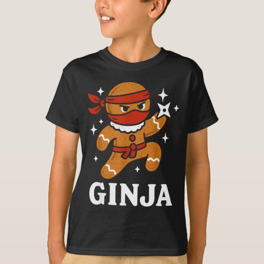 Ginjas Gingerbread Ninja Funny Christmas Cookie Bo T-shirt (Voorkant)