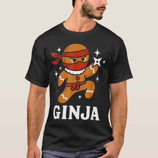 Ginjas Gingerbread Ninja Funny Christmas Cookie Bo T-shirt (Voorkant)
