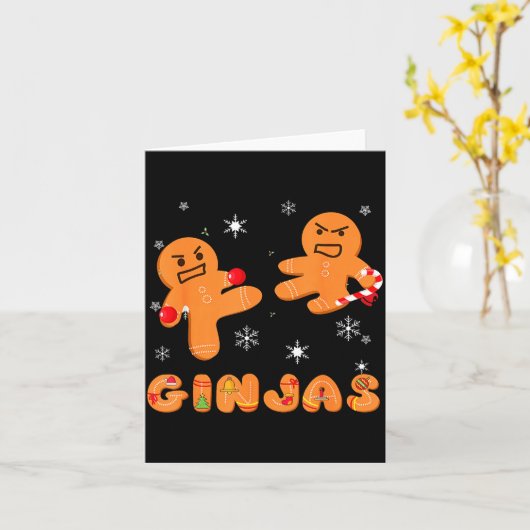 Ginjas Gingerbread Ninjas Funny Ugly Christmas  Kaart (Gele Bloem)