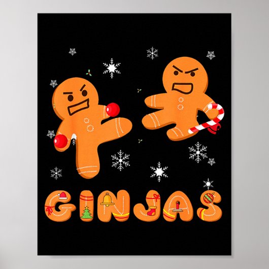 Ginjas Gingerbread Ninjas Funny Ugly Christmas  Poster (Voorkant)