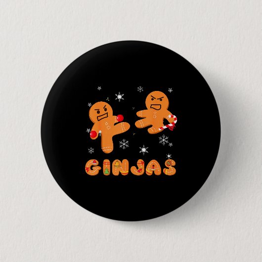 Ginjas Gingerbread Ninjas Funny Ugly Christmas  Ronde Button 5,7 Cm (Voorkant)