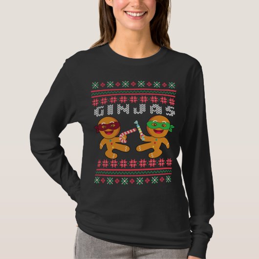 Ginjas Gingerbrood Manusachtig kerstkeuken T-shirt (Voorkant)