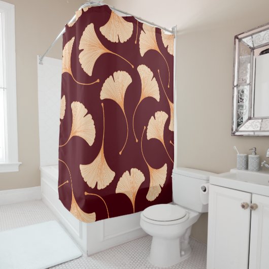 Ginkgo biloba bladeren, naadloos bloemenpatroon. douchegordijn (In situ)