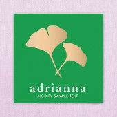 Ginkgo Blad Goud Groen Vierkante Visitekaartje