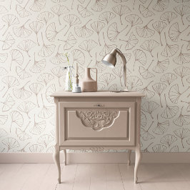 Ginkgo-bladeren Japandi botanisch beige bleke taup Behang