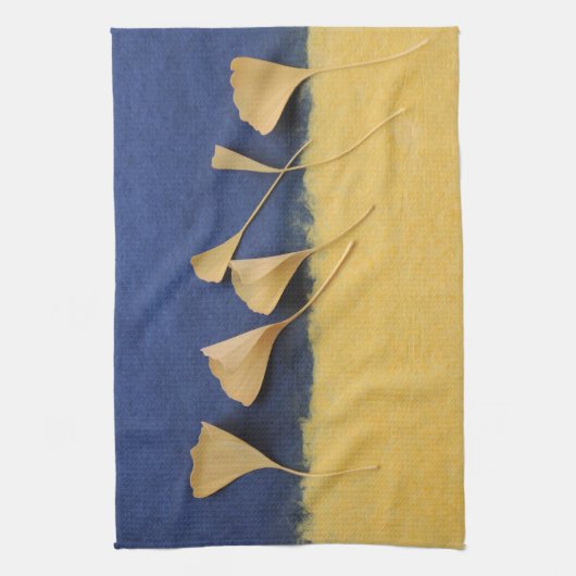 Ginkgo-bladeren op handgemaakt papier theedoek (Verticaal)
