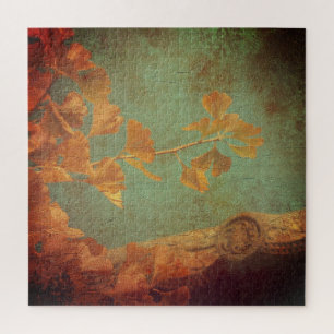 ginkgo-boomgoud en groen oosters legpuzzel