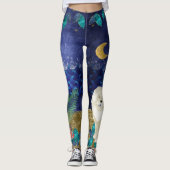 GINKGO crème chow leggings océaniques célestes (Devant)