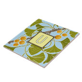 Ginkgo Dance Monogram Letter U Tegeltje (Zijkant)