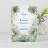 Ginkgo doré Faire-part de mariage Art Nouveau (Debout devant)