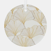 Ginkgo Gold: luxe bladarrangement Glas Ornament (Achterkant)