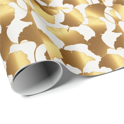 Ginkgo Gold: luxe design. Cadeaupapier (Rol Hoek)