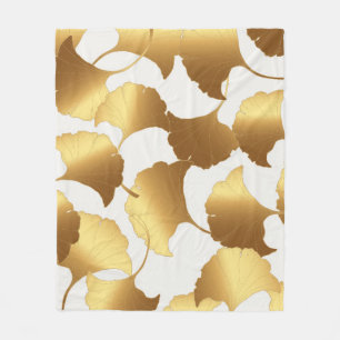 Ginkgo Gold: luxe  design. Fleece Deken
