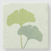 Ginkgo laat achtergrondkleuren achter stenen onderzetter (Voorkant)