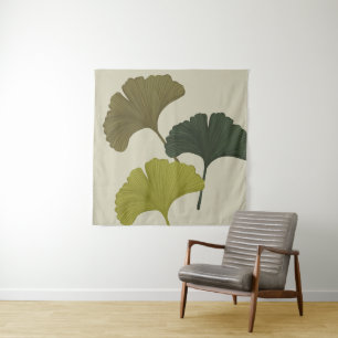 Ginkgo laat achtergrondkleuren achter wandkleed