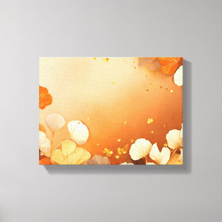 Ginkgo laat goud sinaasappel zwart canvas afdruk
